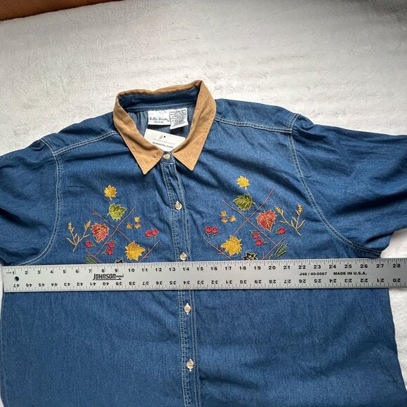 Bobbie Brooks Womens Embroidered Denim BB Branches Long Sleeve Shirt 22W/24WbNew - Picture 6 of 7